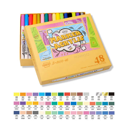 18/60-Color Acrylic Paint Pens – Brush Marker Set for Rock Painting, Glass, Ceramic, Fabric & DIY Art Supplies