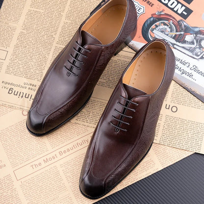 Men’s Genuine Leather Oxford Shoes - Handmade Lace-Up Formal Wedding and Party Dress Shoes