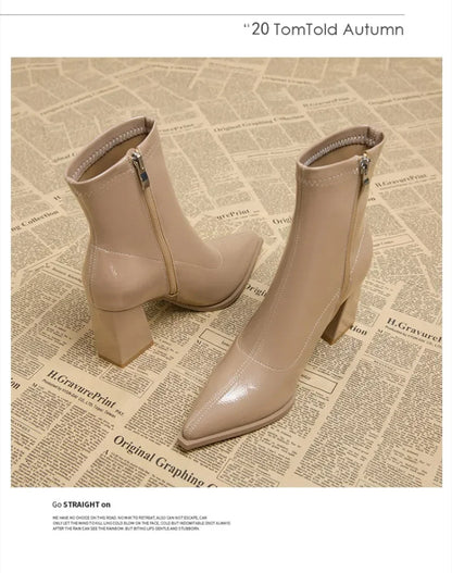 2024 High Heel Ankle Boots – Pointed Toe, Sexy Side Zip Women's Classic Daily Boots