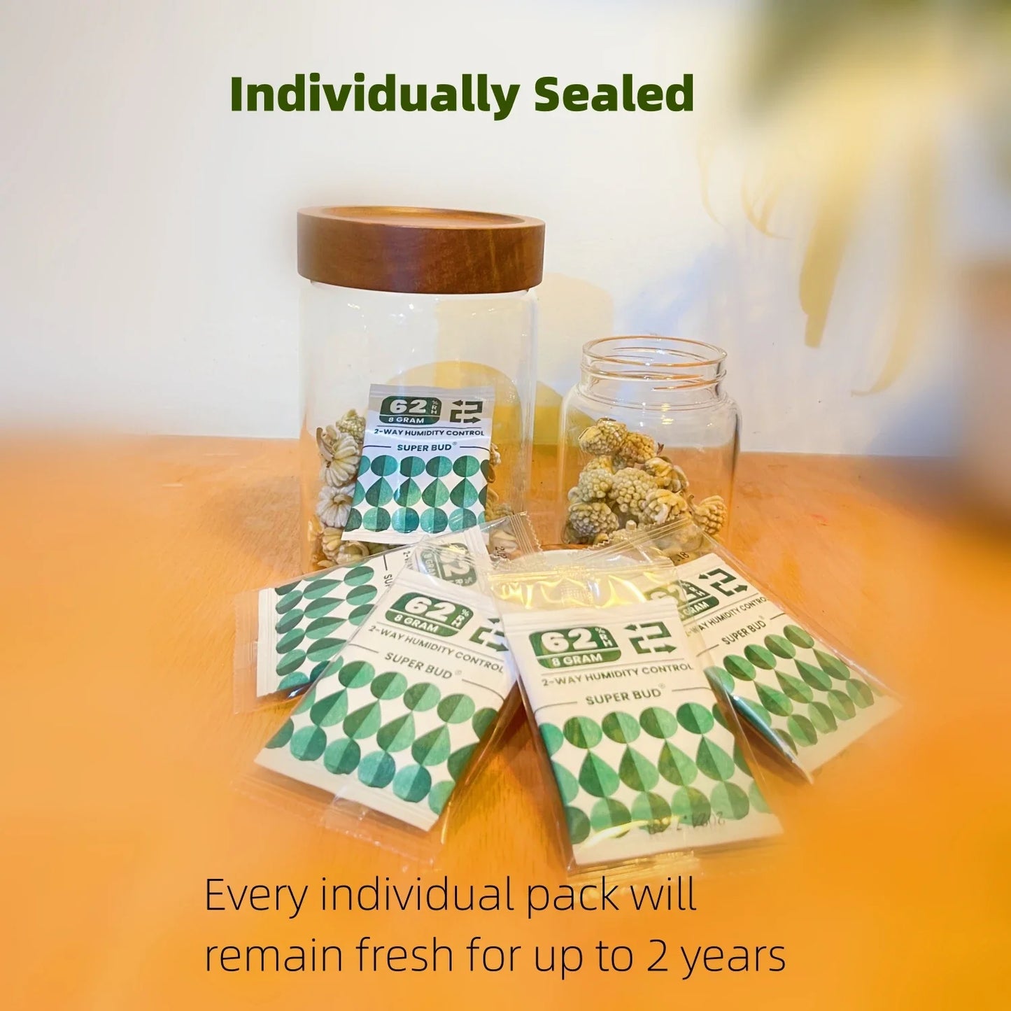 2-Way Humidity Control Packs – 4g/8g, 62% RH Humidifier for Herbs, Flowers & Storage Moisture Balance