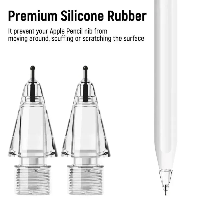 4X Replacement Tips for Apple Pencil 1 & 2 | Soft Silicone Protective Nibs for Touch Screen Stylus