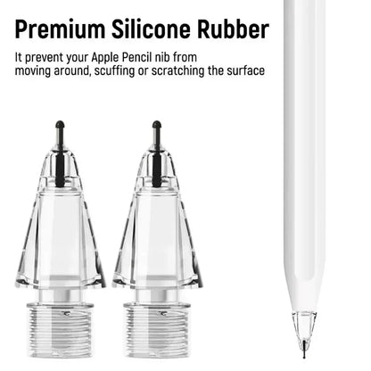 4X Replacement Tips for Apple Pencil 1 & 2 | Soft Silicone Protective Nibs for Touch Screen Stylus