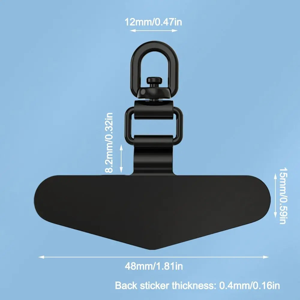 360° Rotatable Stainless Steel Phone Lanyard Clip Patch – Ultra-Thin Self-Adhesive Mobile Phone Tether Tab Holder for Case Strap Attachment