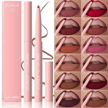 Matte Red Brown Lip Liner Pencil – Waterproof Slim Lip Contour Pen with Tapered Nib Long-Lasting Lip Stain