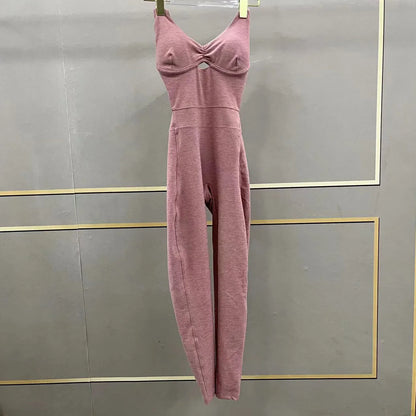 Women’s Black Sporty Jumpsuit – 2025 Workout Yoga Gym Set with Push-Up Fitness Overalls