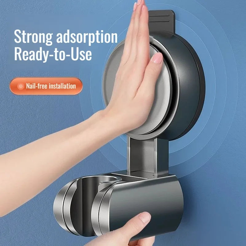 360° Adjustable Shower Head Support – Suction Cup Holder with Plating for Bathroom Wall Mount and Shower Rail