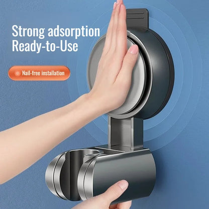 360° Adjustable Shower Head Support – Suction Cup Holder with Plating for Bathroom Wall Mount and Shower Rail