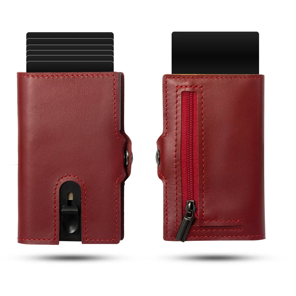 CASEKEY Men’s Wallet — 100% Genuine Cow Leather Short Card Holder Purse, High-Quality Brand Wallet for Men