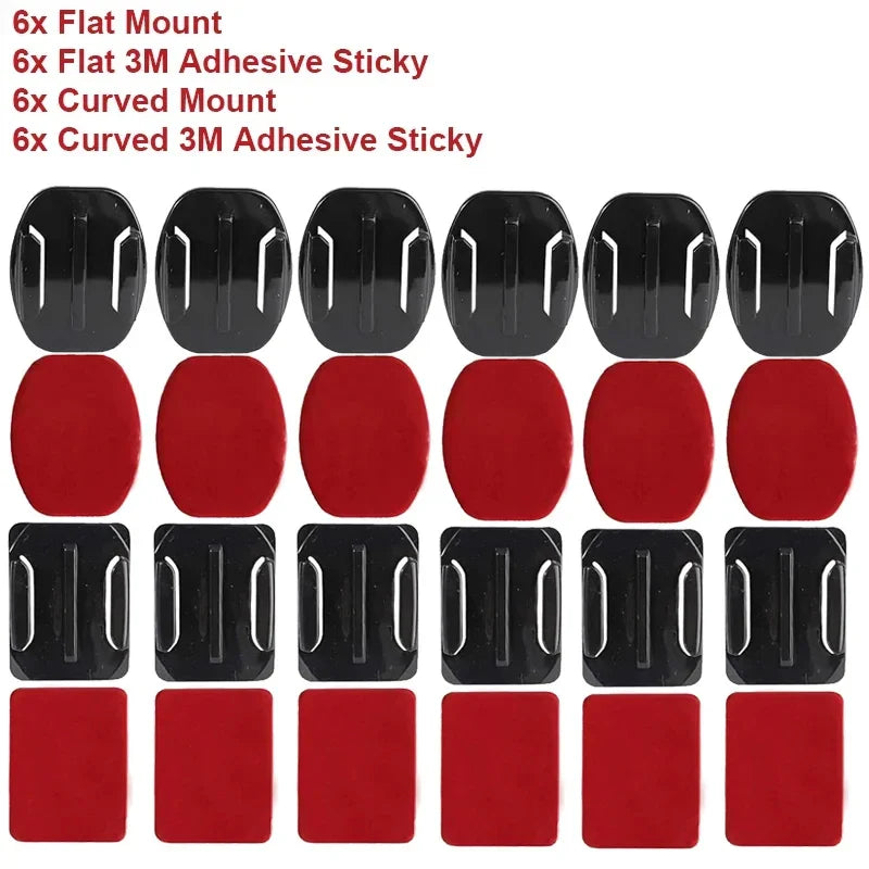 Helmet Adhesive Mount Set for GoPro Hero 8–13, Insta360, DJI & SJCAM – Flat & Curved Sticky Camera Accessories