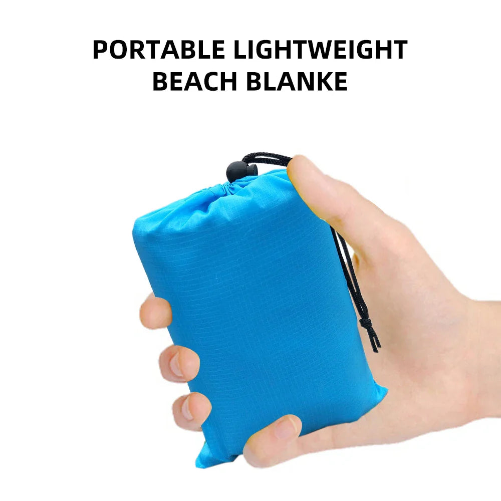 Waterproof Pocket Beach Blanket: 2x2.1m Folding Camping Mat - Portable Lightweight Outdoor Picnic Mat for Sand Beach