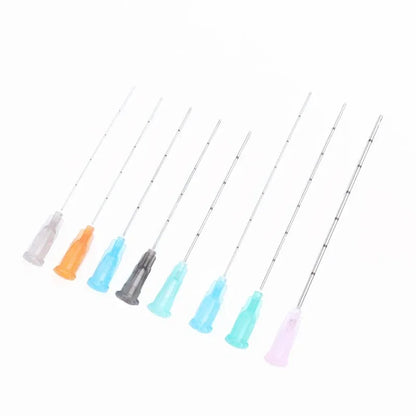 50pcs Disposable Blunt Tip Micro Cannula Needles (22G–25G) – 38mm/50mm/70mm Sizes