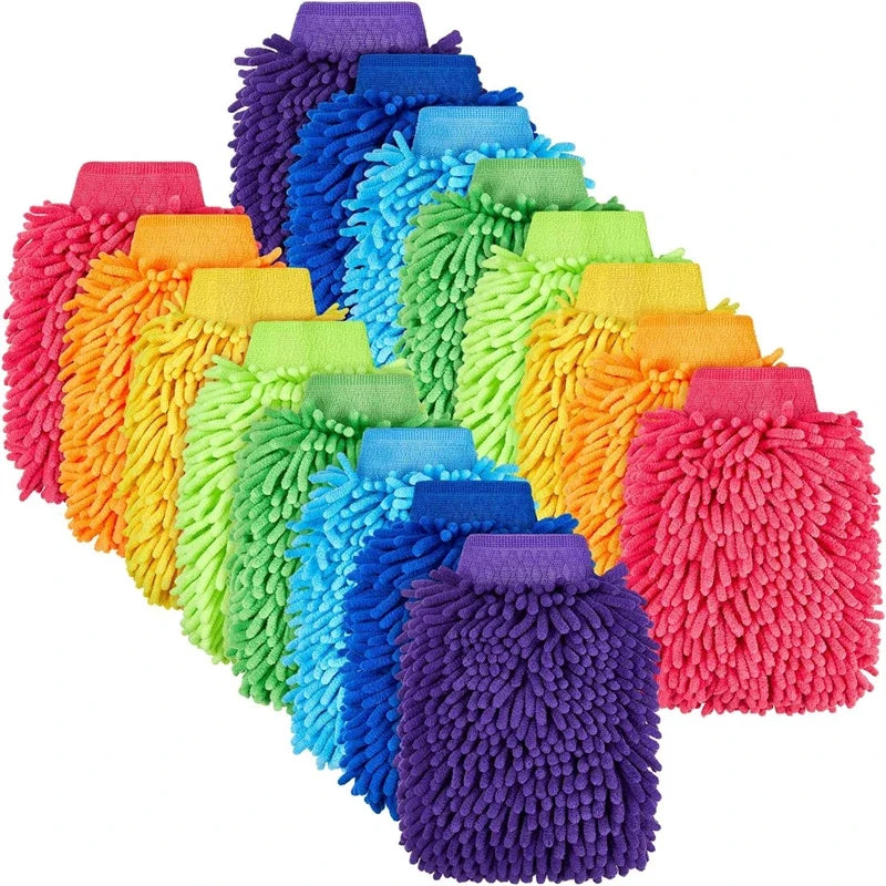 1/5pcs Microfiber Car Wash Gloves — Ultra-Absorbent, Scratch-Free Auto Cleaning Sponge Tool