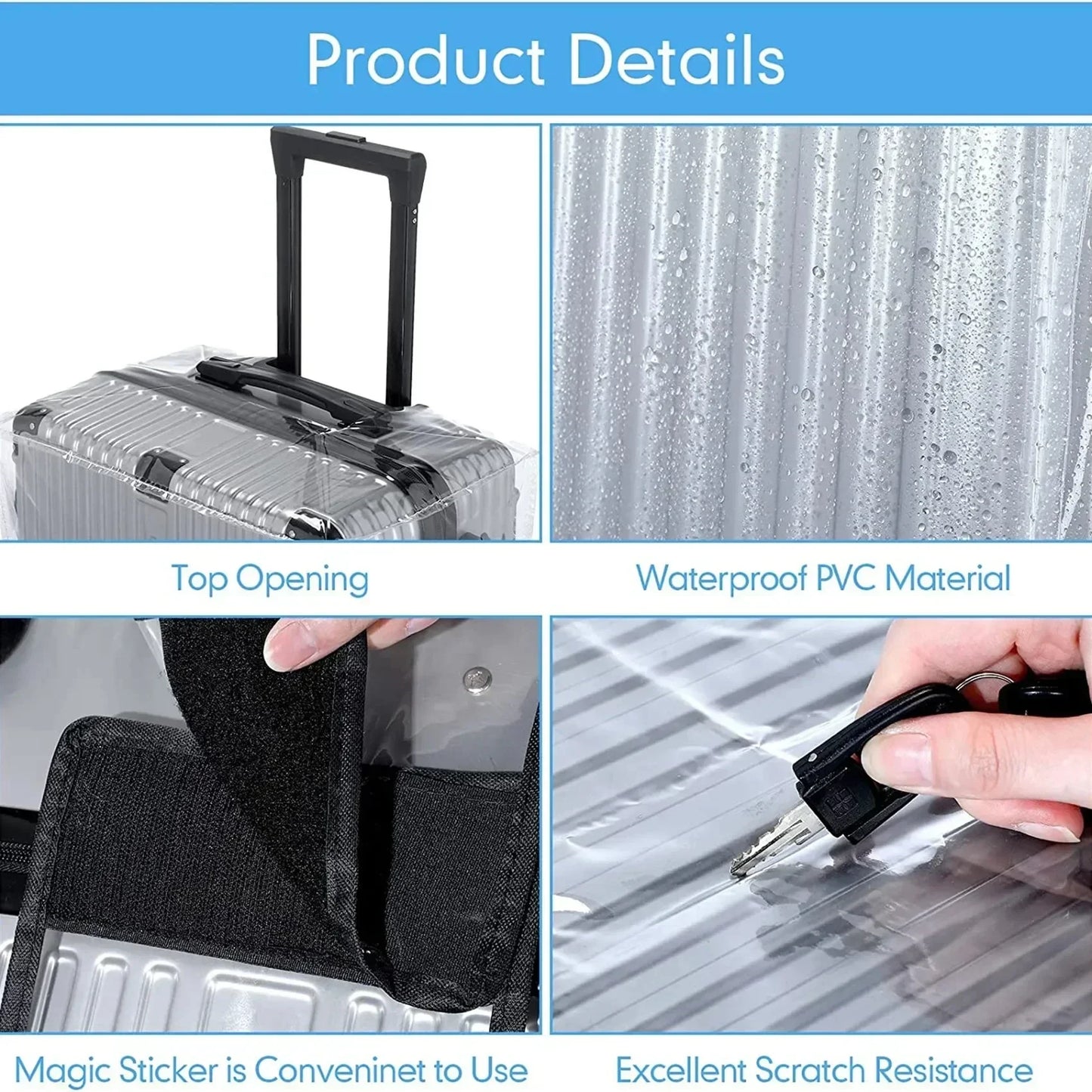 Full Transparent Luggage Cover – Waterproof, Dustproof, Durable PVC Suitcase Protector for Travel