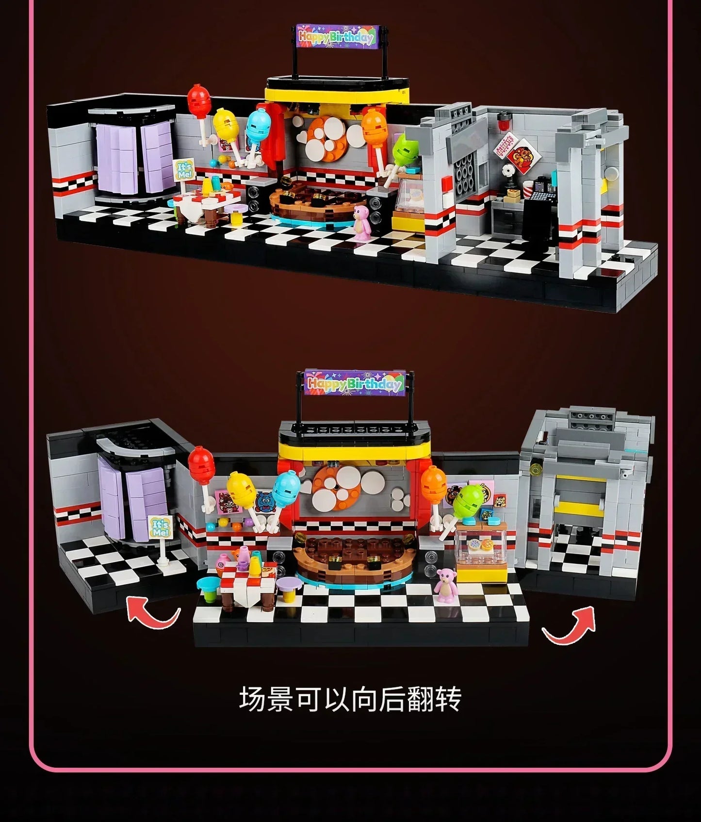 1388PCS Horror Game Building Block Set - City Dining Room & Bar Scene DIY Toy with Action Figures