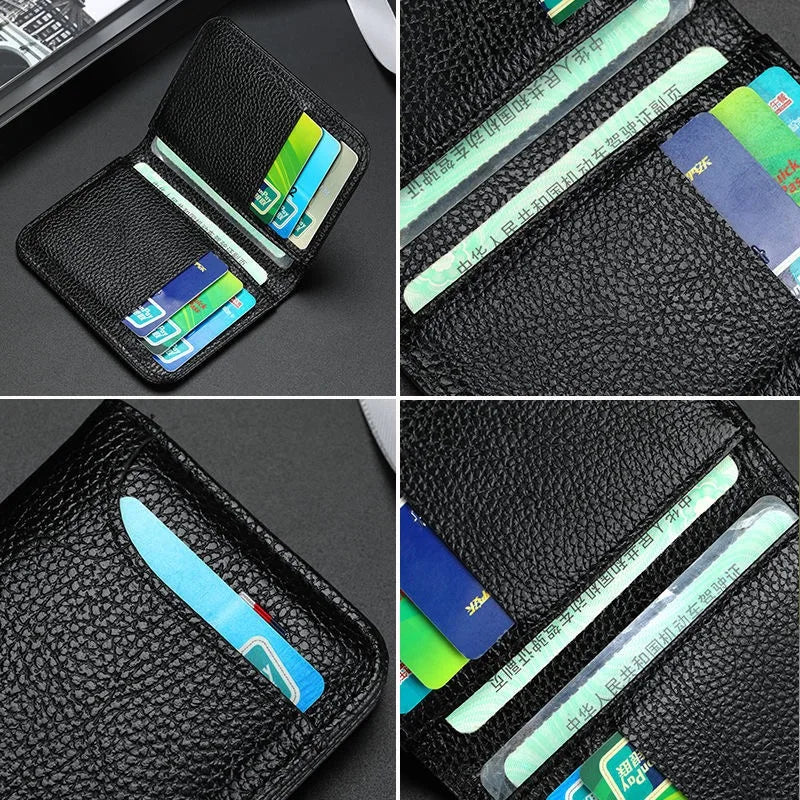 Ultra-Thin PU Leather Credit Card Wallet: Portable Slim Design for Men - Mini Purse Card Holder with Super Soft Feel
