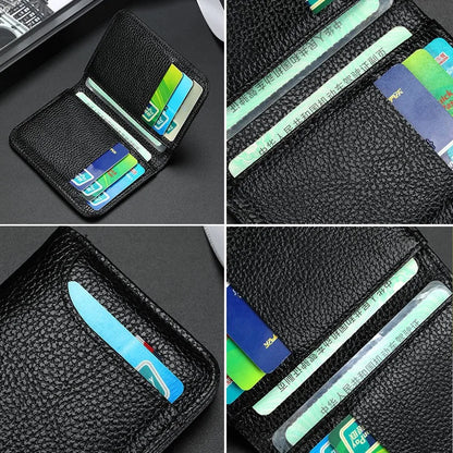 Ultra-Thin PU Leather Credit Card Wallet: Portable Slim Design for Men - Mini Purse Card Holder with Super Soft Feel