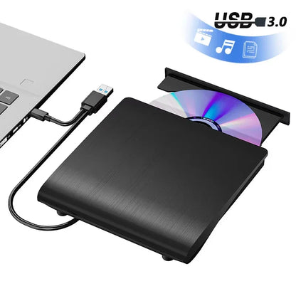 USB 3.0 Type-C External CD/DVD Drive – Slim USB 2.0 CD-RW/DVD-ROM Player for Laptops & Desktop PCs