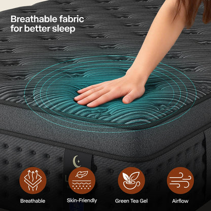 LayRoad Memory Foam Spring Mattress - Medium Firm Pressure Relief Mattress in a Box for Single, Double, Queen & King Beds