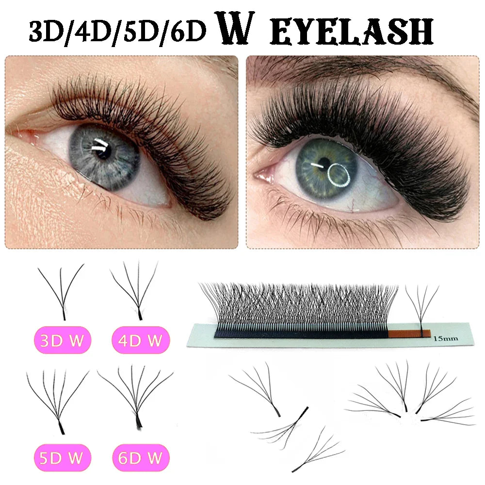 4D-5D W Eyelash Extension – Fluffy Volume Mink & Faux Mink Premade Fans, Dolly Hybrid 3D Lashes