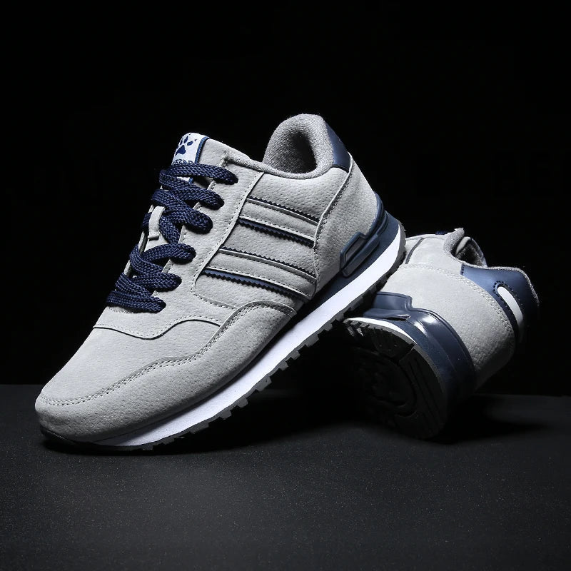 Men's Casual Artificial Leather Sneakers – Lightweight Breathable Lace-Up Flats for Spring & Outdoor Wear