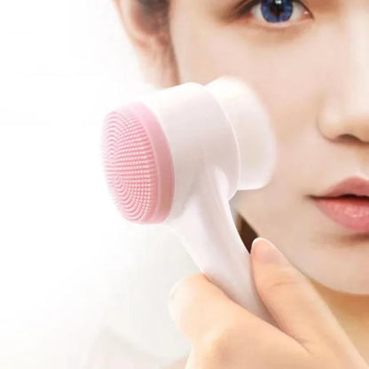 3D Double-Sided Silicone Facial Cleansing Brush – Soft Bristles Manual Massage Exfoliator for Deep Face Wash