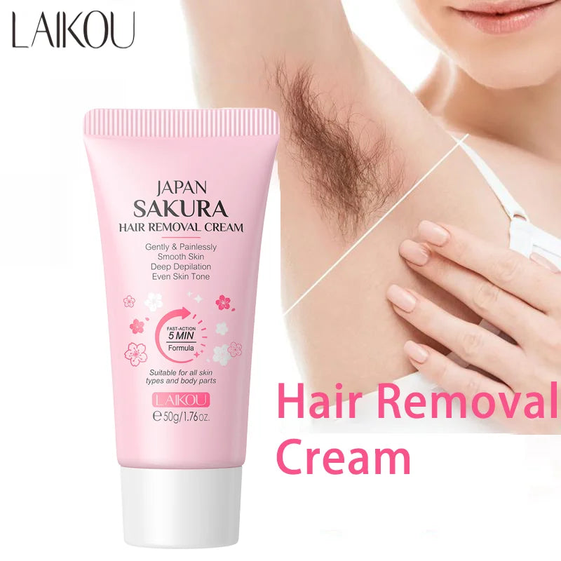 LAIKOU Hair Removal Cream 50g – Painless Epilator for Intimate Areas, Hair Growth Inhibitor, Body Care for Men & Women