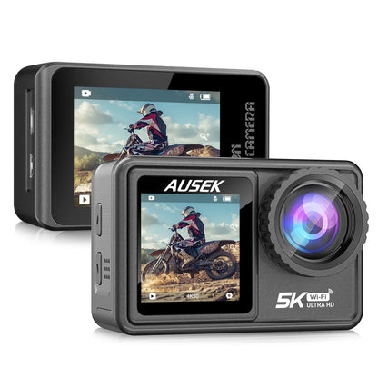 AUSEK S81TRW 5K Action Camera – 4K60FPS, 48MP, EIS, 5X Zoom, 1080P Webcam, Wi-Fi Vlog Sports Cam with Remote & Optional Filters