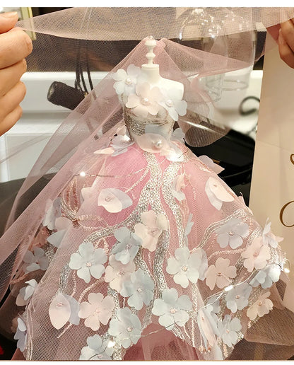1/6 Mini Bride Doll Wedding Gown Set – Display Mannequin with Stand for Doll Clothes