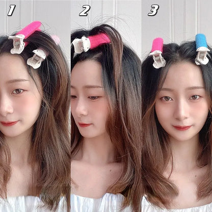 2Pcs Fluffy Bangs Hair Root Clips - Lazy Hair Top Styling Curling Barrel, Portable Korean Hair Rollers