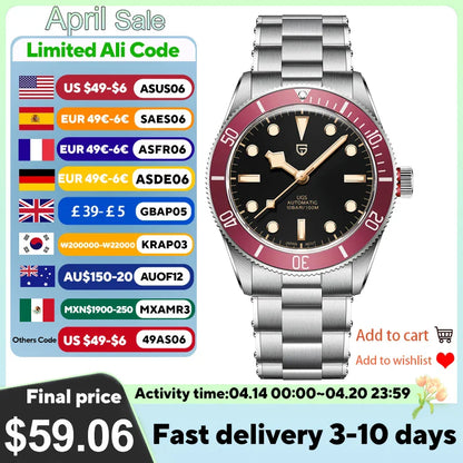 PAGANI DESIGN 2025 BB58 Men's Watch – Retro Automatic NH35A Mechanical, Luxury 100M Waterproof Wristwatch