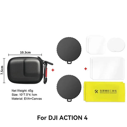 Silicone Camera Lens Dust Cover for DJI Osmo Action 4/5 Pro – Non-Slip Lens Protector with Tempered Film Accessory