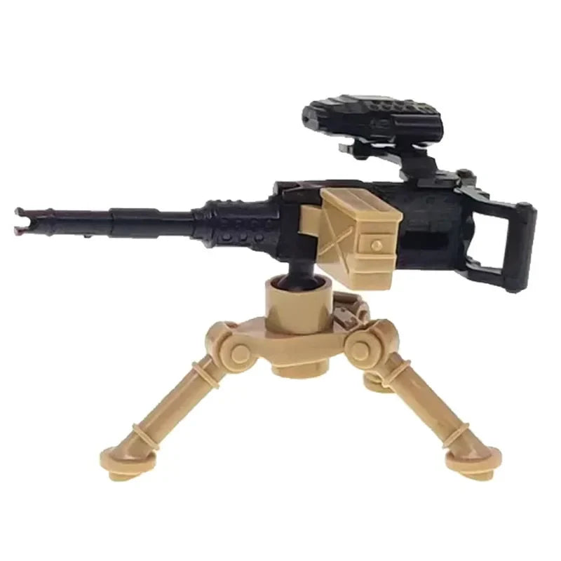 Military Building Blocks Soldier Set - Tactical Weapons Figures with Gatling Gun, Rifle, Mortar & Accessories Toy Kit