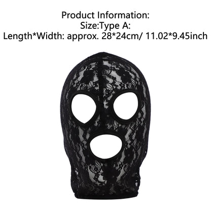 Gothic Lace & Velvet Face Mask - Halloween Masquerade Carnival Costume Headpiece