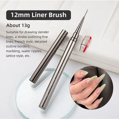 Nail Art Liner Brushes for Striping & Drawing – 6 to 25mm Design Pens, Professional Manicure Tools