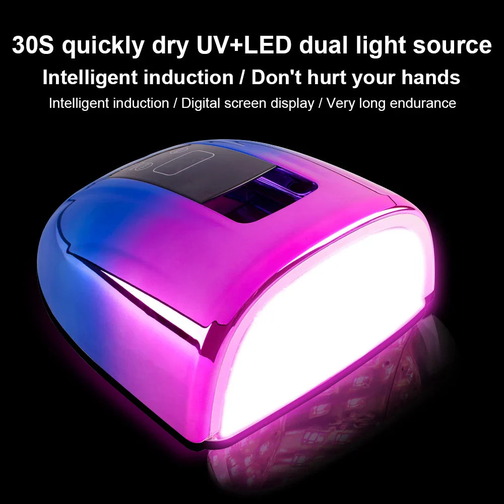 90W Rechargeable Nail Lamp – Cordless LED UV Light for Acrylic Nails, Wireless Manicure Machine with Mirror Bottom