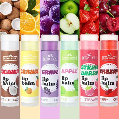 6-in-1 Fruity Lip Balm Set – Moisturizing Hydrating Long-Lasting Lip Care for Soft Lips & Reduced Lip Lines