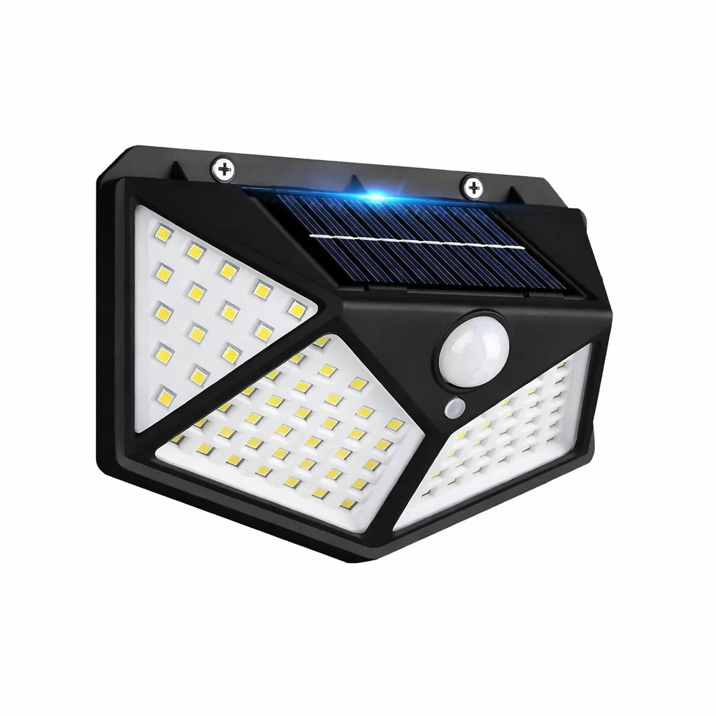 Solar Powered 100 LED Motion Sensor Outdoor Wall Light, Waterproof Security Lamp for Garden, Fence, Yard & Pathway Lighting