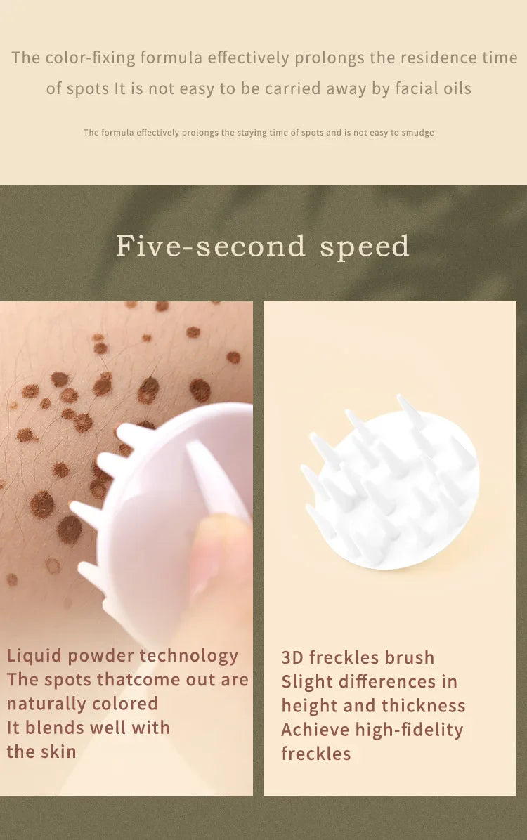 Air Cushion Freckle Stamp Kit - Lifelike Natural Simulation Fake Freckles for Face & Body, Waterproof Makeup Dot Spot Comb