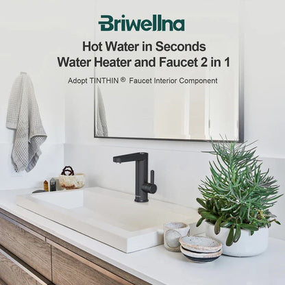 Briwellna Electric Water Heater Faucet - 2-in-1 Basin Tap Tankless Instant Hot Water Geyser 220V for Home Use