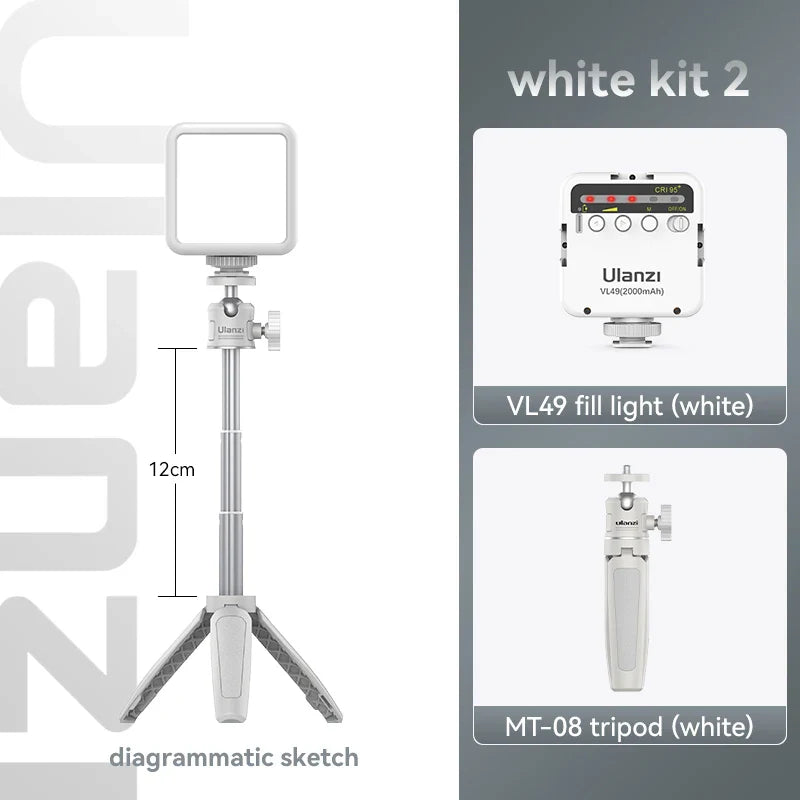 Ulanzi MT-08 Mini Tripod – White Foldable Monopod Mount with 1/4'' Universal Tripod for DSLR, Android & iPhone Smartphones