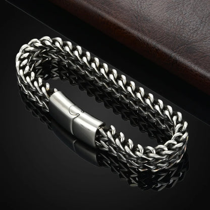 Stainless Steel Fish Scale Bracelet - Double Row Braided Magnetic Buckle Alloy Jewelry
