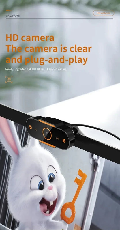 1080P HD Auto Focus Webcam – USB PC Camera with Microphone for Video Calls, Online Teaching & Office Meetings