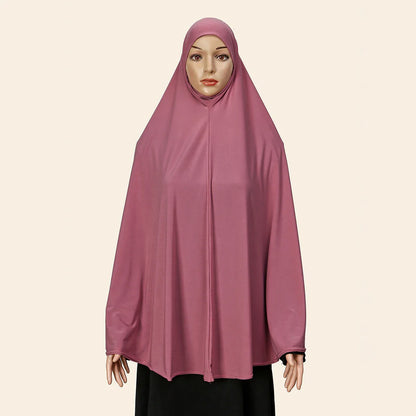 Women’s Full Cover Muslim Abaya – Solid Color Cotton Hemp Inner Hijab & Long Shawl Ramadan Prayer Dress