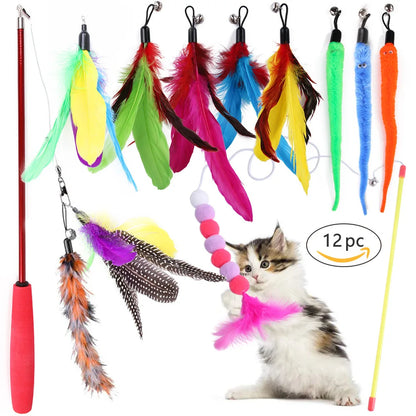 20-Piece Cat Toy Set - Interactive Kitten Toys with Feather Wand, Sisal Mouse, Bell & Balls