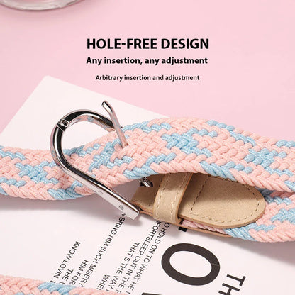 New No-Punching Elastic Women's Belt: Canvas Braided Belt with Pin Buckle - Ideal for Jeans and Student Wear