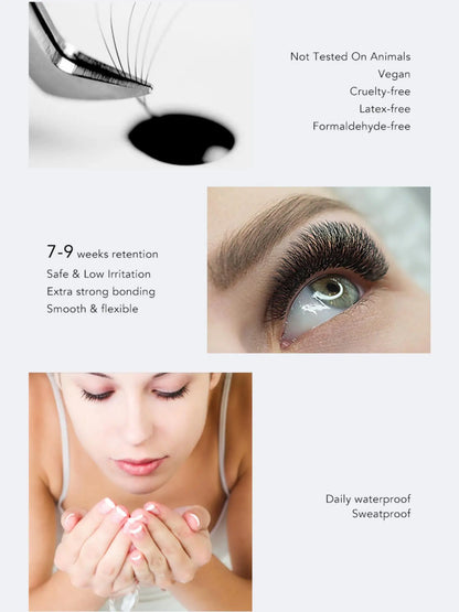 Gollee 5-Pack Eyelash Extension Glue – 7-9 Week Long-Lasting, Quick-Dry 0.3-1s, Black & Latex-Free