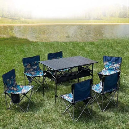 Outdoor Folding Long Table – Portable Black Camping Desk with Net Bag, Easy Setup & Stable for BBQs