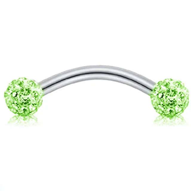 Crystal Curved Barbell Piercing Earrings – Daith, Helix, Tragus & Cartilage Body Jewelry Stud Ring