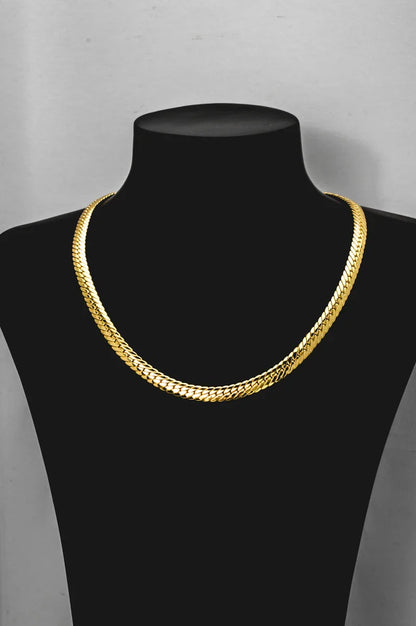 Sunny Jewelry Gold Plated Copper Snake Chain Necklace for Men & Women - Italy 750, High Quality for Daily Wear & Gifts