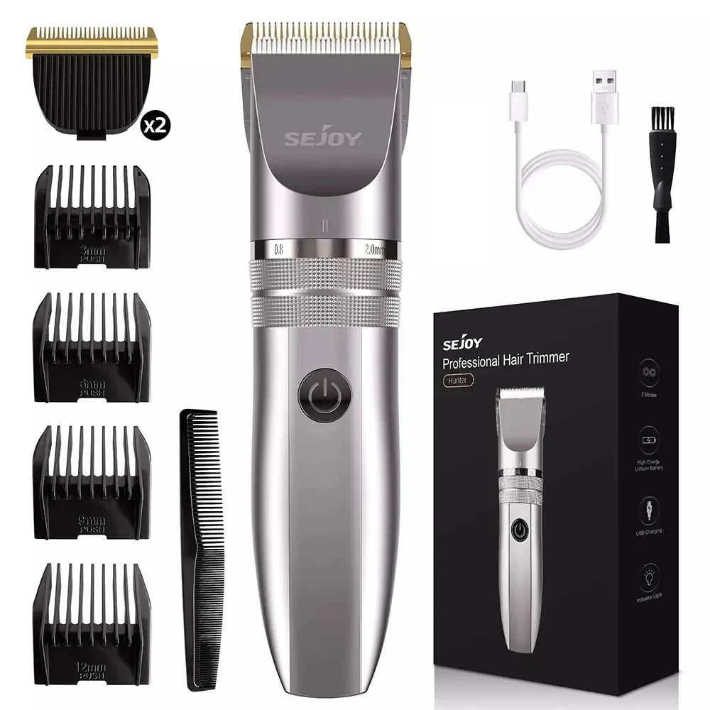 Sejoy Professional Hair Clippers for Men – Cordless Barber Clipper & Rechargeable Beard Trimmer